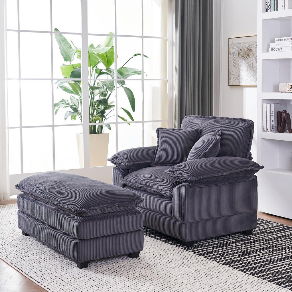 46.9" Extra-Large Reclining Sofa,Cloud Sofa Set, Equipped with 2 Soft Cushions. Single-Person Comfortable Sofa. Suitable for Living Rooms, Apartments and Offices (Black)