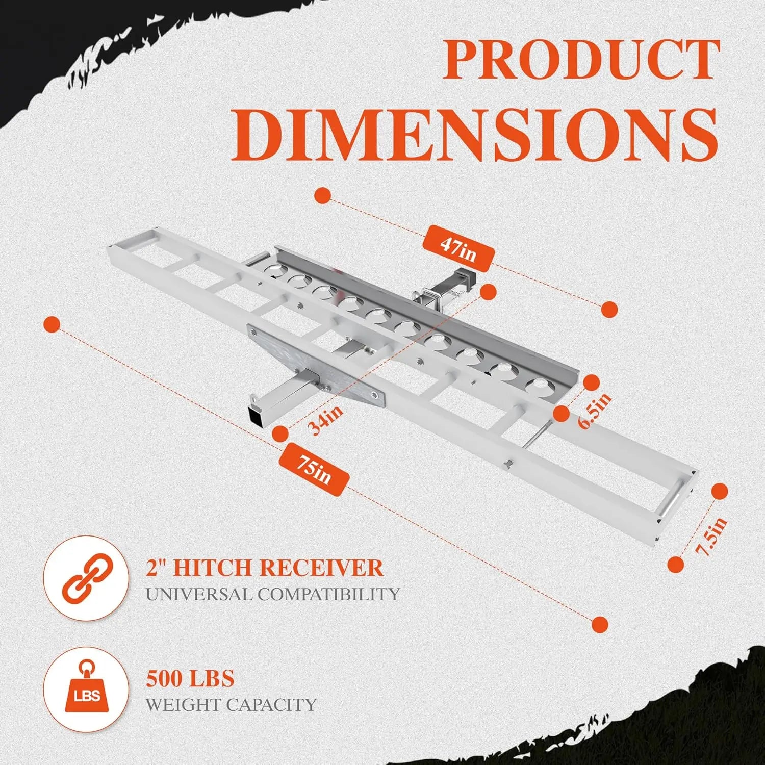 Aluminum Motorcycle Hitch Mount Carrier, Dirt Bike Rack with Loading Ramp, 400lb Capacity with Anti-Rattle Stabilizer, Fits 2" Receiver,Lightweight & Rust-Resistant QIHAI