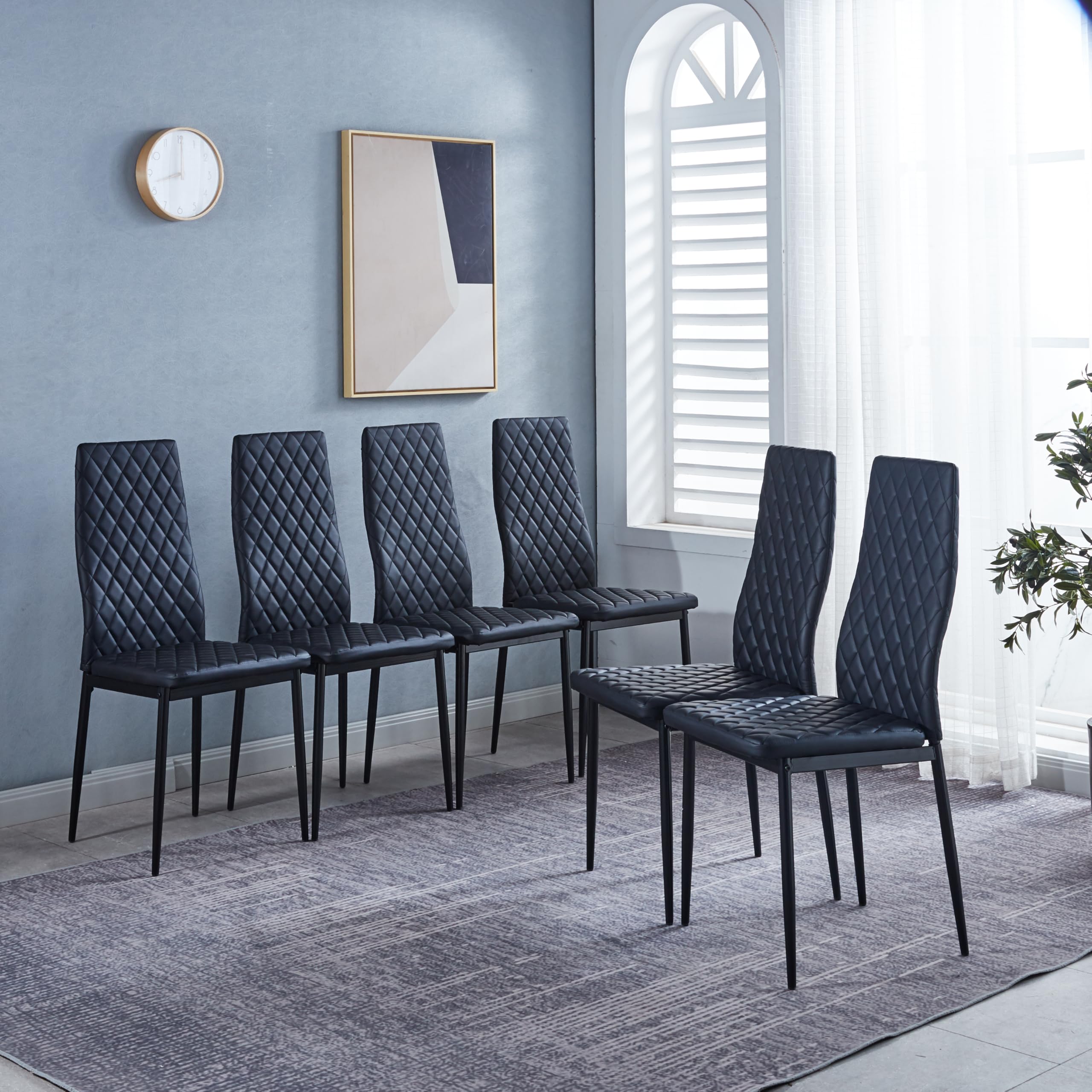 Dining Chairs Set of 4, Dining Chairs with Cushions, PU Leather Upholstered Kitchen Dining Room Chairs with Metal Legs for Dining Living Room (White, 4 PCS)