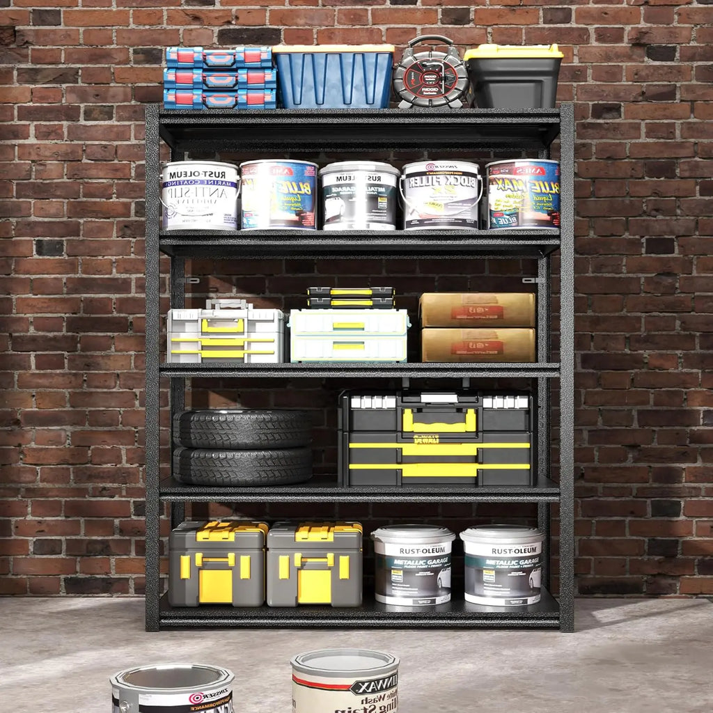QIHAI 5 Tier Metal Shelves for Storage Garage Shelving 2000LBS Heavy Duty Storage Shelves Adjustable Garage Shelf Industrial Shelving Unit Storage Utility Rack,35.4" W*15.7" D*72" H,Black QIHAI