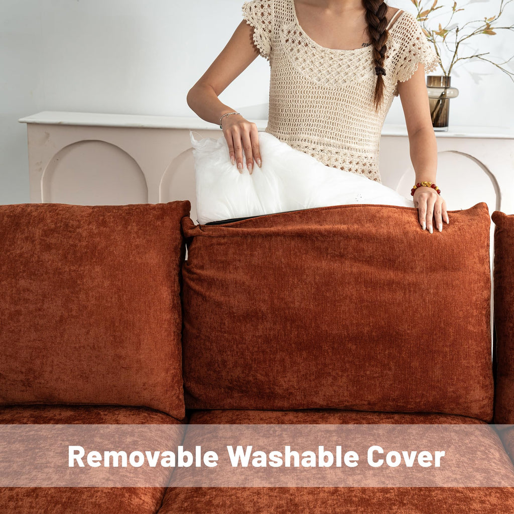 120.1" L Shaped Modular Sectional Sofa, 7 Seater Sectional Sofa with Storage Ottoman, L Shaped Cloud Couch Corner Sofa Oversized Modular Sectional Couch for Living Room (Black)