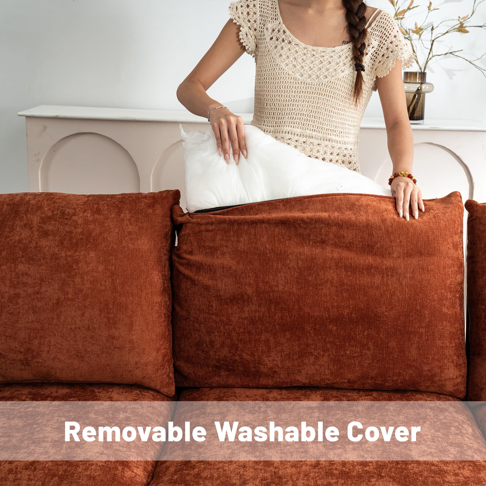 120.1" L Shaped Modular Sectional Sofa, 7 Seater Sectional Sofa with Storage Ottoman, L Shaped Cloud Couch Corner Sofa Oversized Modular Sectional Couch for Living Room (Black)