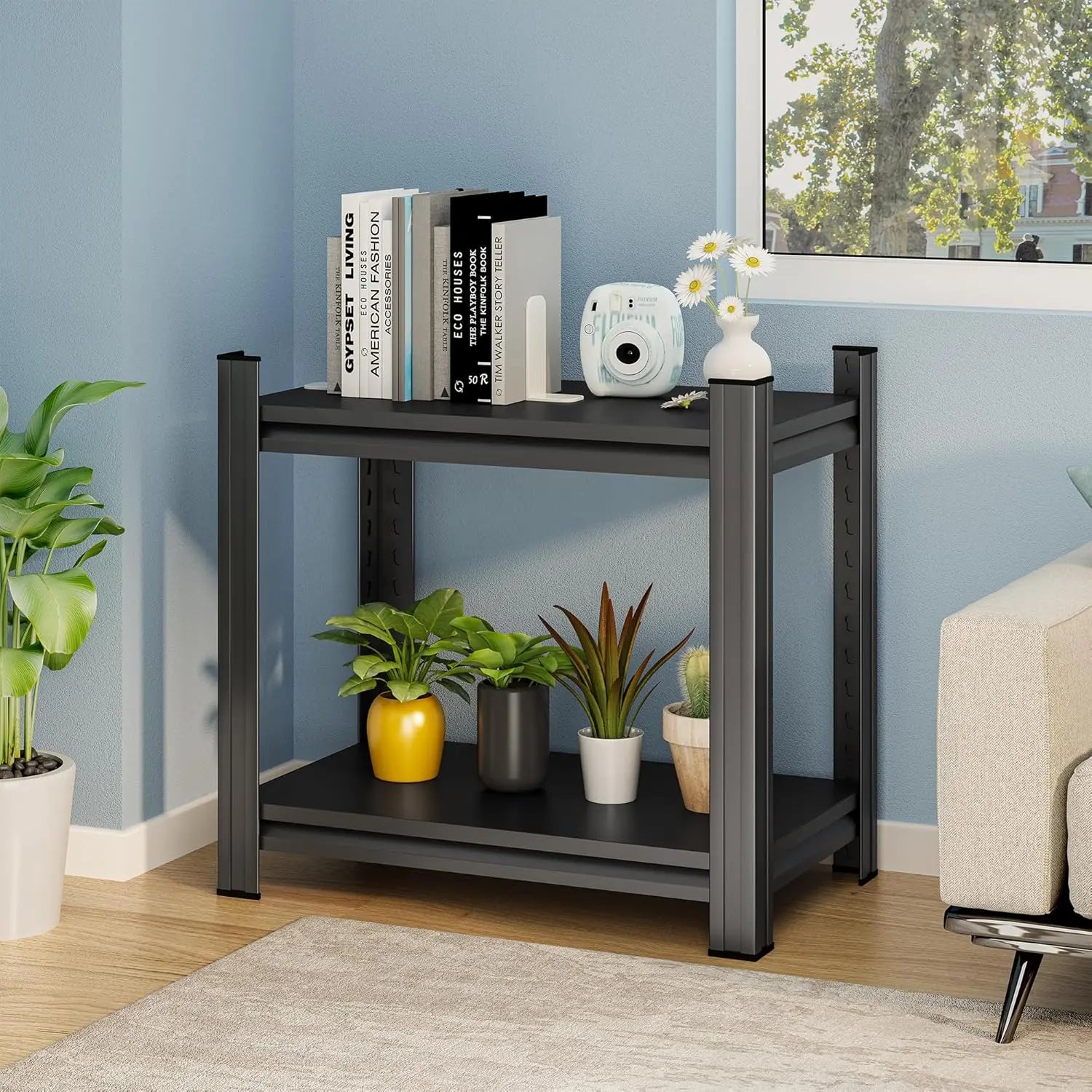 QIHAI 5 Tier Metal Shelves for Storage Garage Shelving 2000LBS Heavy Duty Storage Shelves Adjustable Garage Shelf Industrial Shelving Unit Storage Utility Rack,35.4" W*15.7" D*72" H,Black QIHAI