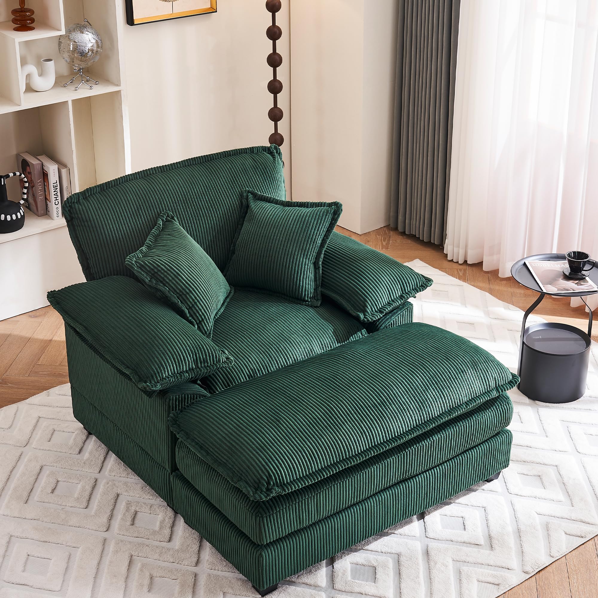 46.9" Extra-Large Reclining Sofa,Cloud Sofa Set, Equipped with 2 Soft Cushions. Single-Person Comfortable Sofa. Suitable for Living Rooms, Apartments and Offices (Black)