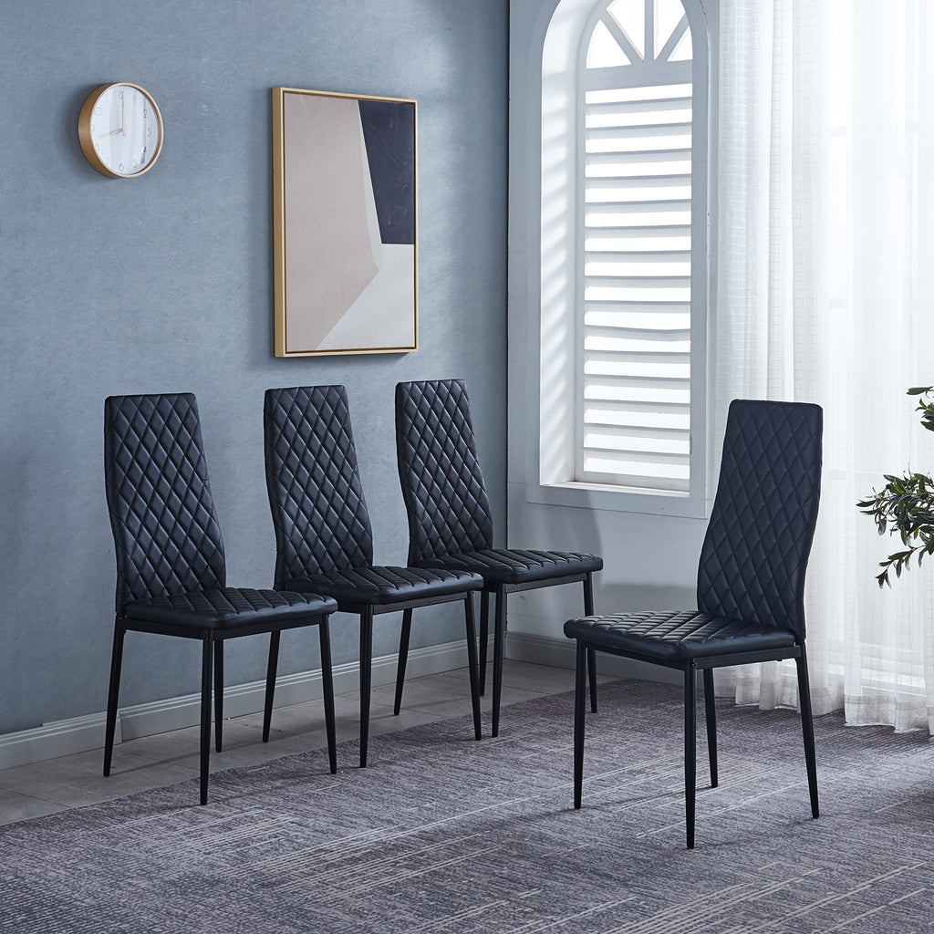 Dining Chairs Set of 4, Dining Chairs with Cushions, PU Leather Upholstered Kitchen Dining Room Chairs with Metal Legs for Dining Living Room (White, 4 PCS)