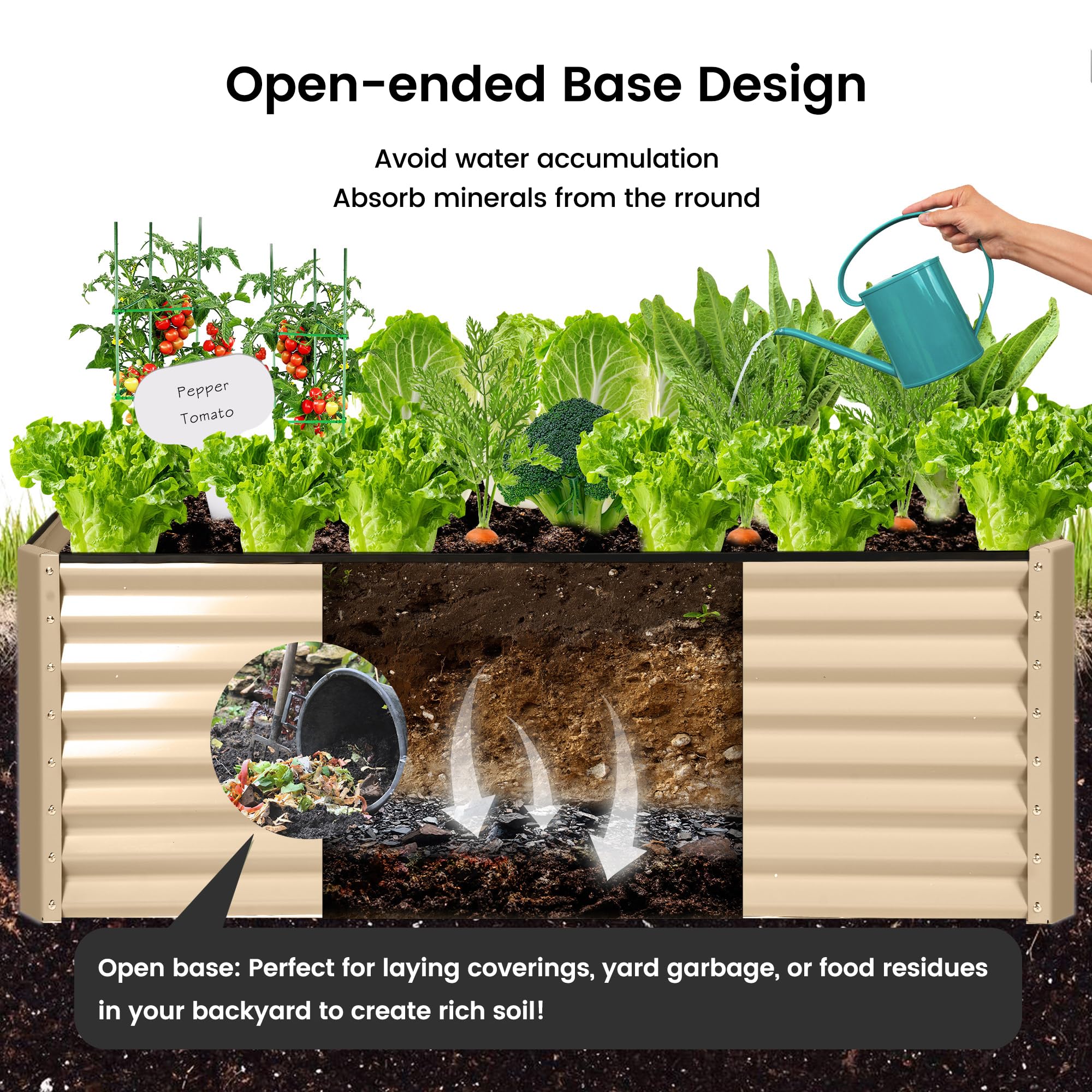 8×4×2 FT Galvanized Planter Box, Raised Garden Bed, Outdoor Above Ground Planter Extra Large Garden Box Kits for Vegetables, Flowers, Herbs (White)