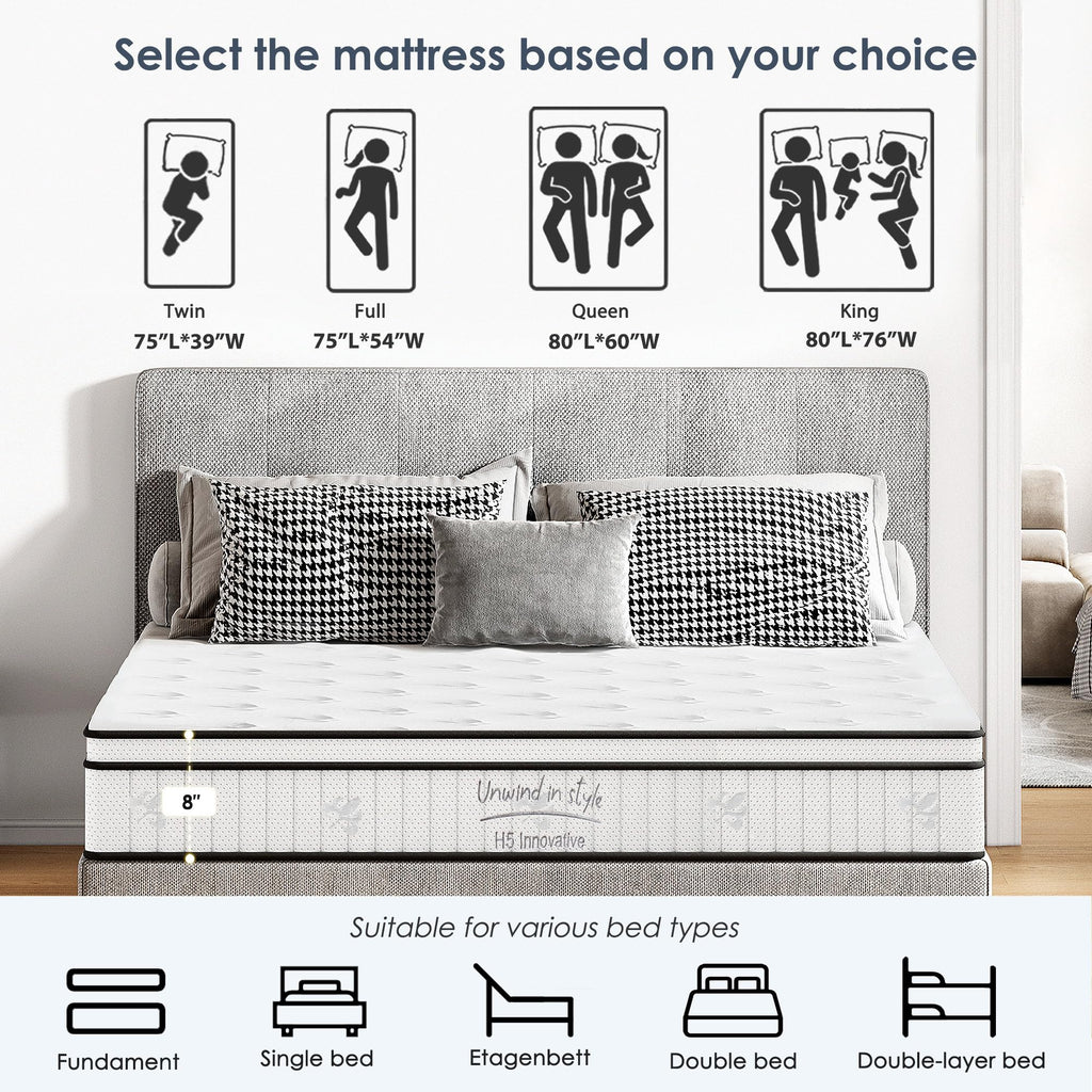 Twin Mattress 12 Inch, Memory Foam Mattress with Pocket Spring, Soft & Comfortable Medium Firm (12 inch, Twin)